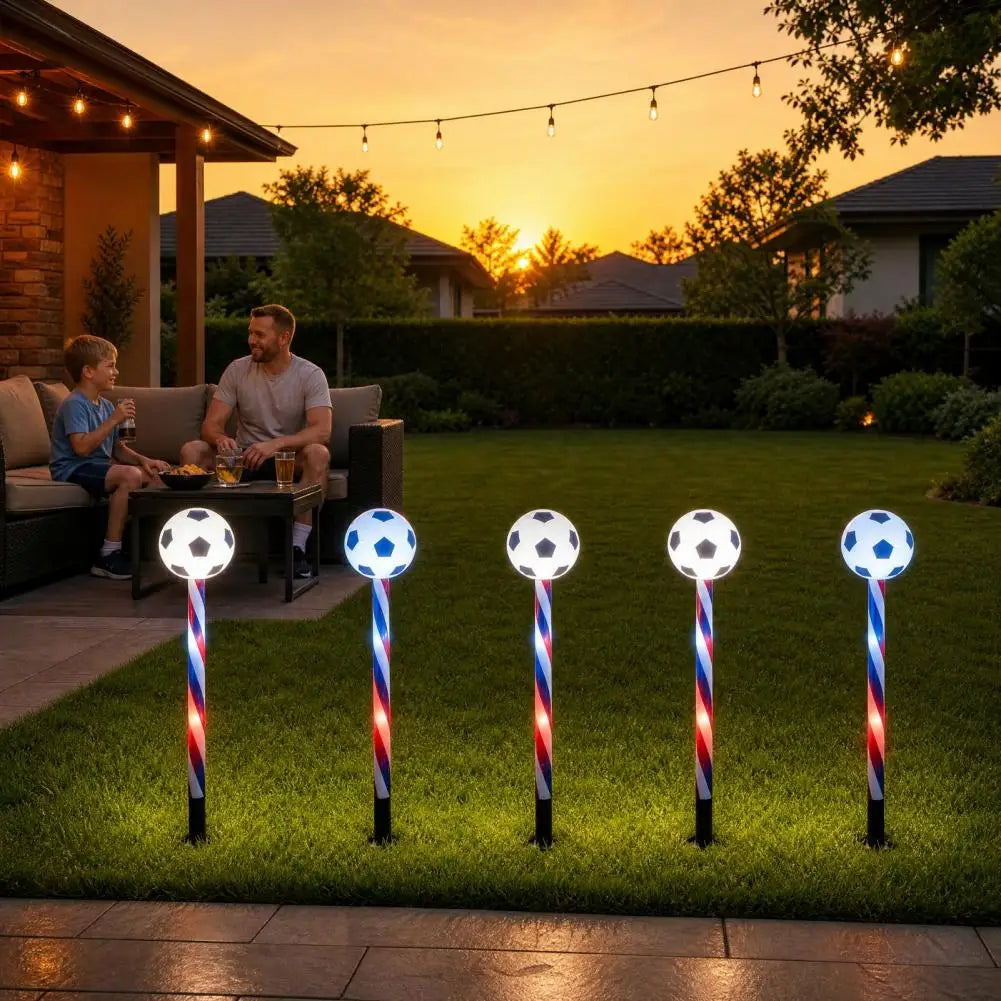 Solar Soccer Garden Stake Lights – 5-in-1 Color-Changing LED | World Cup & 4th of July Decor