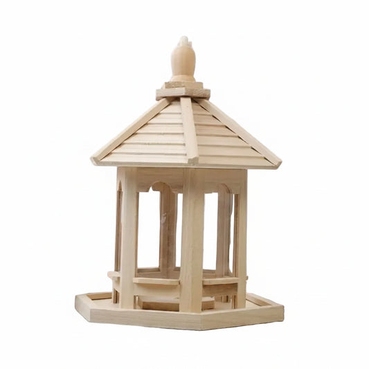 Wooden Bird Feeder House – Hanging Birdhouse with Movable Roof, Transparent Window & Smooth Finish