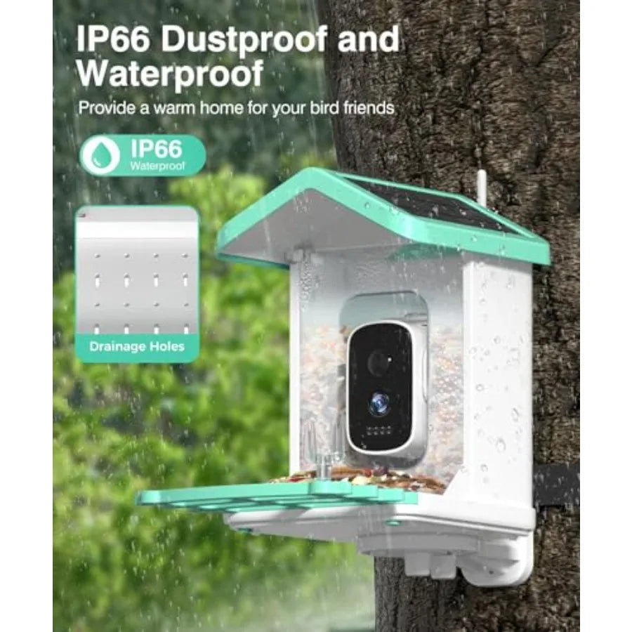 4K HD AI Smart Bird Feeder Camera with Solar Power, Auto Capture & Instant Alerts – Outdoor Bird Watching Cam