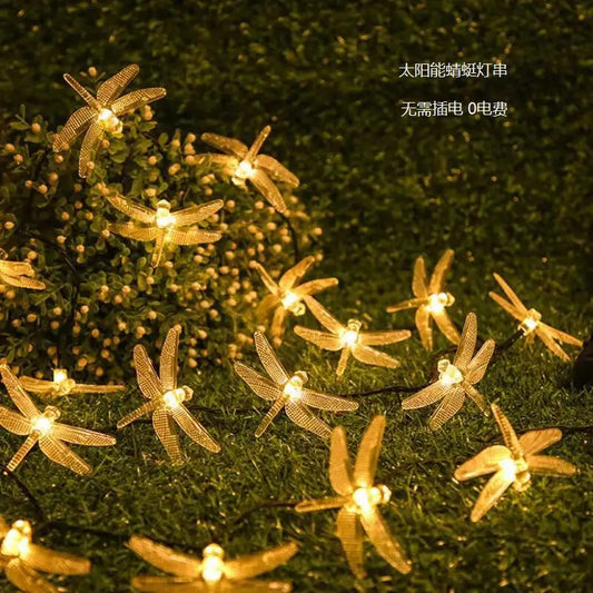 Solar & Battery Dragonfly String Lights – Warm White or Cool White LED Garden Fairy Lights