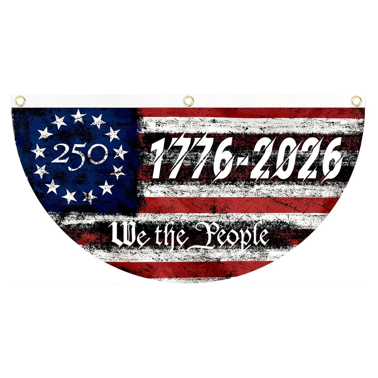 USA 250th Anniversary Half-Round Fan Flag – Patriotic Outdoor Hanging Banner | 45×90cm