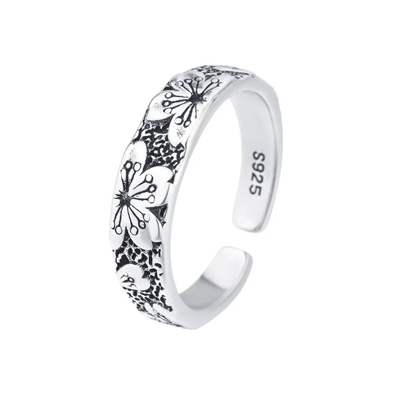 925 Sterling Silver Flower Rings For women