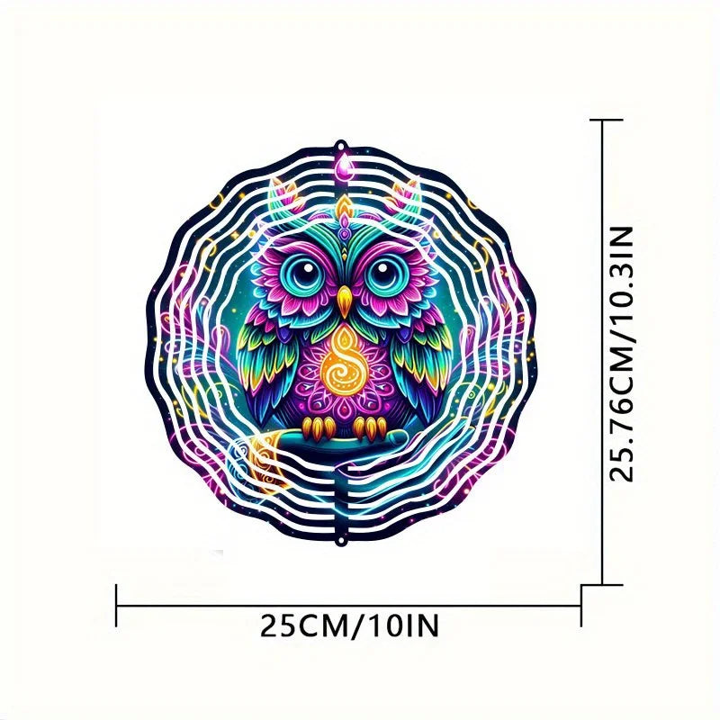 Bohemian Metal Owl Wind Spinner Suncatcher