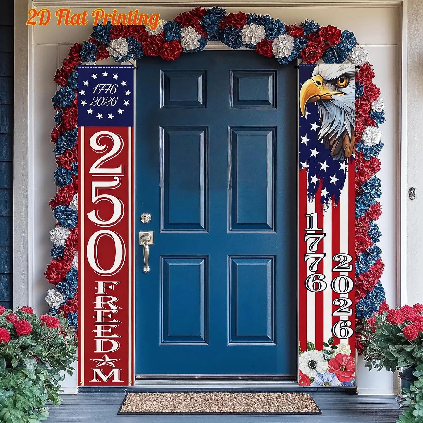 USA 250th Anniversary Porch Banner – American Flag Door Hanging Sign | 30×180cm