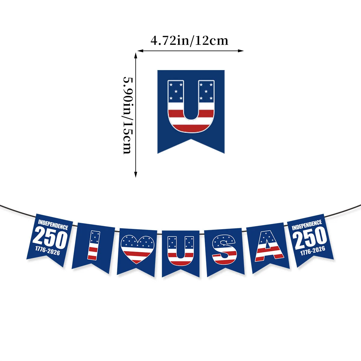 USA 250th Anniversary Party Banner Set – Patriotic ❤️ USA Flag Banners & Triangle Pennants | 1776–2026