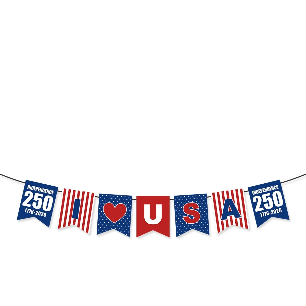 USA 250th Anniversary Party Banner Set – Patriotic ❤️ USA Flag Banners & Triangle Pennants | 1776–2026
