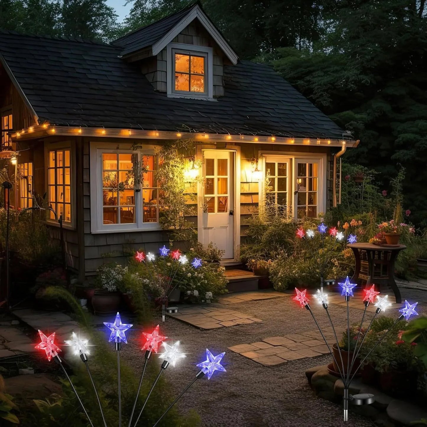 Solar Independence Day String Lights – Patriotic Garden Stake Lights