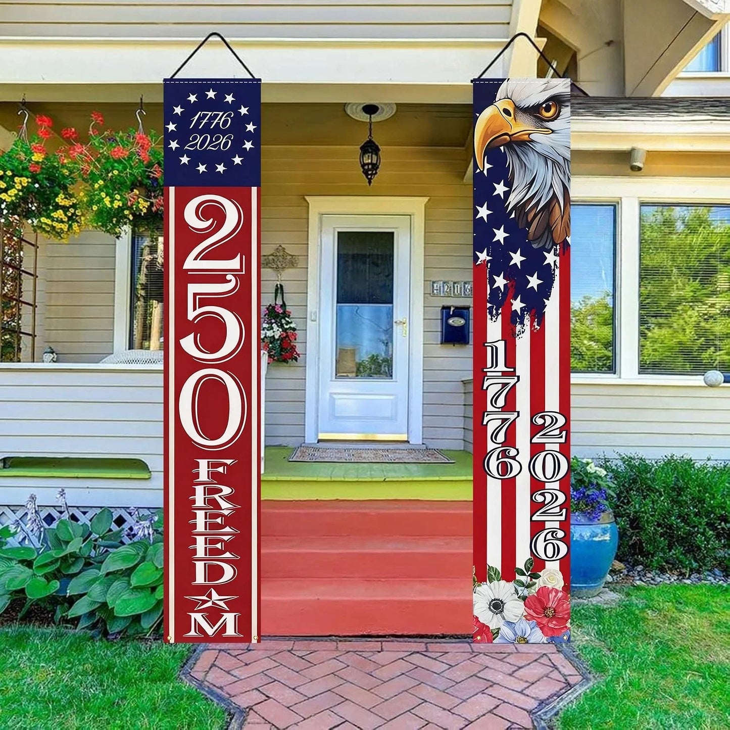 USA 250th Anniversary Porch Banner – American Flag Door Hanging Sign | 30×180cm