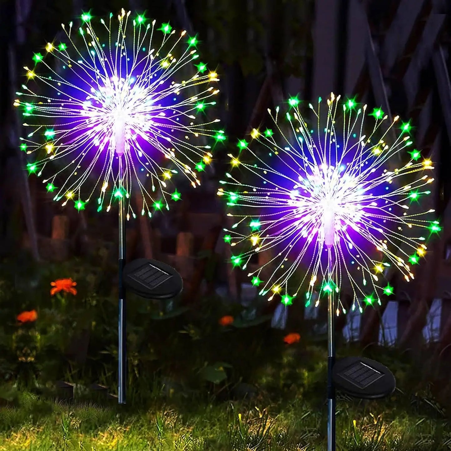 Solar Dandelion Firework Stake Lights – 60, 200 & 420 LED Garden Lawn Decor, IP65 Waterproof