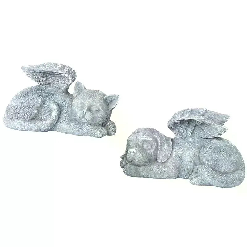 Resin Angel Dog Cat Statue Garden Decor Puppy Tombstone Sculpture Ornaments Gifts For Yard Home Decoration Living Room Supplies