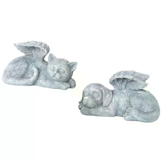 Resin Angel Dog Cat Statue Garden Decor Puppy Tombstone Sculpture Ornaments Gifts For Yard Home Decoration Living Room Supplies