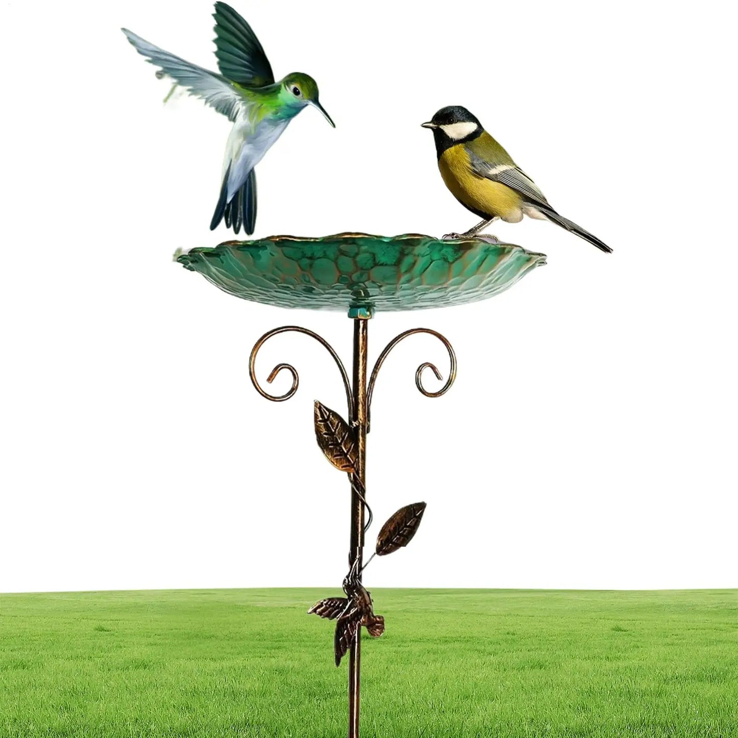 Bird Baths for Outdoor Patio Birdfeeder Metal Standing Birdbath Bowl Decorations Frost-proof Height Adjustable for Backyard Deck