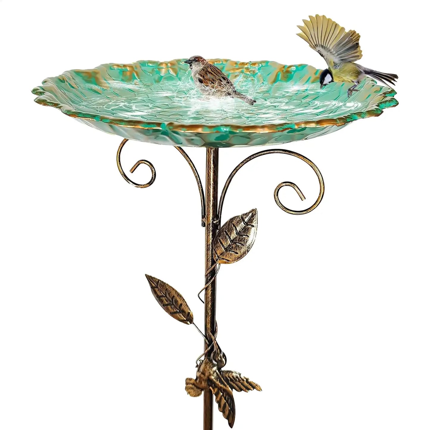Bird Baths for Outdoor Patio Birdfeeder Metal Standing Birdbath Bowl Decorations Frost-proof Height Adjustable for Backyard Deck