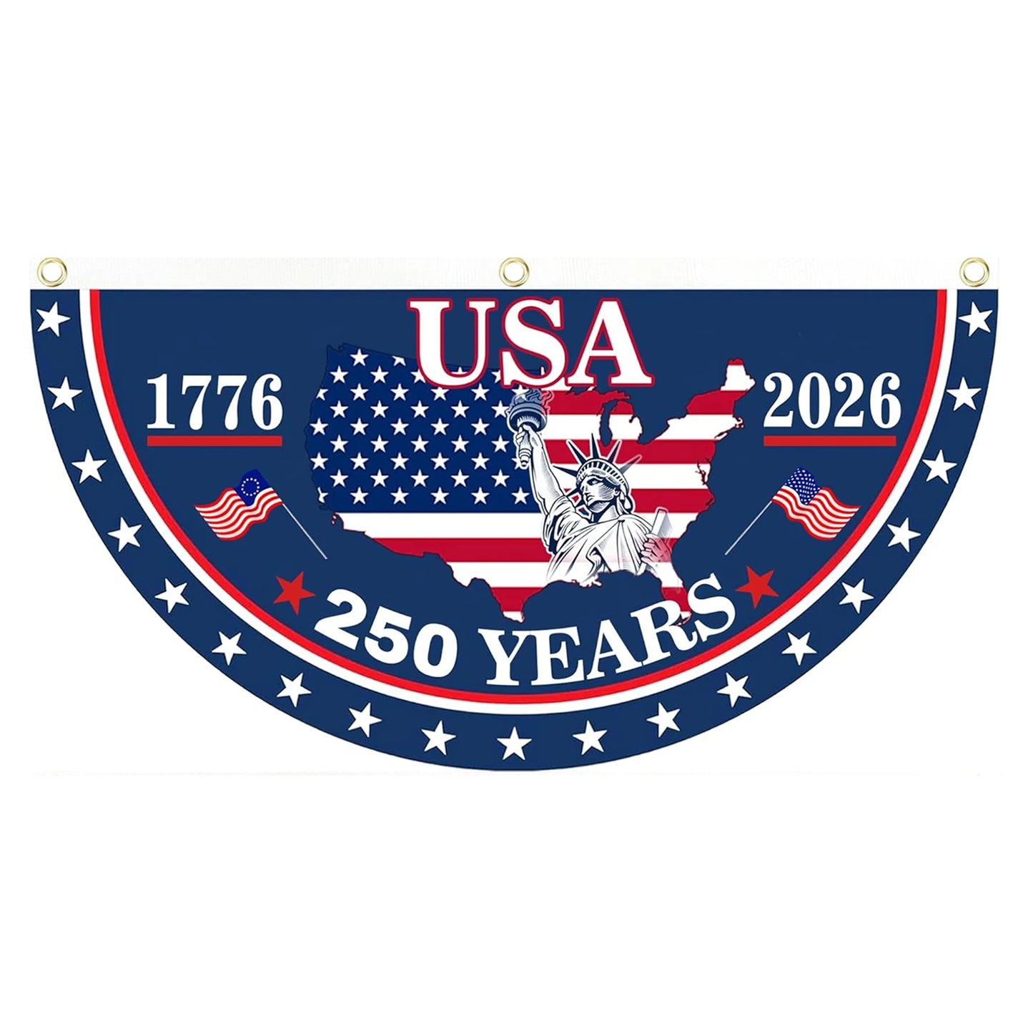 USA 250th Anniversary Half-Round Fan Flag – Patriotic Outdoor Hanging Banner | 45×90cm