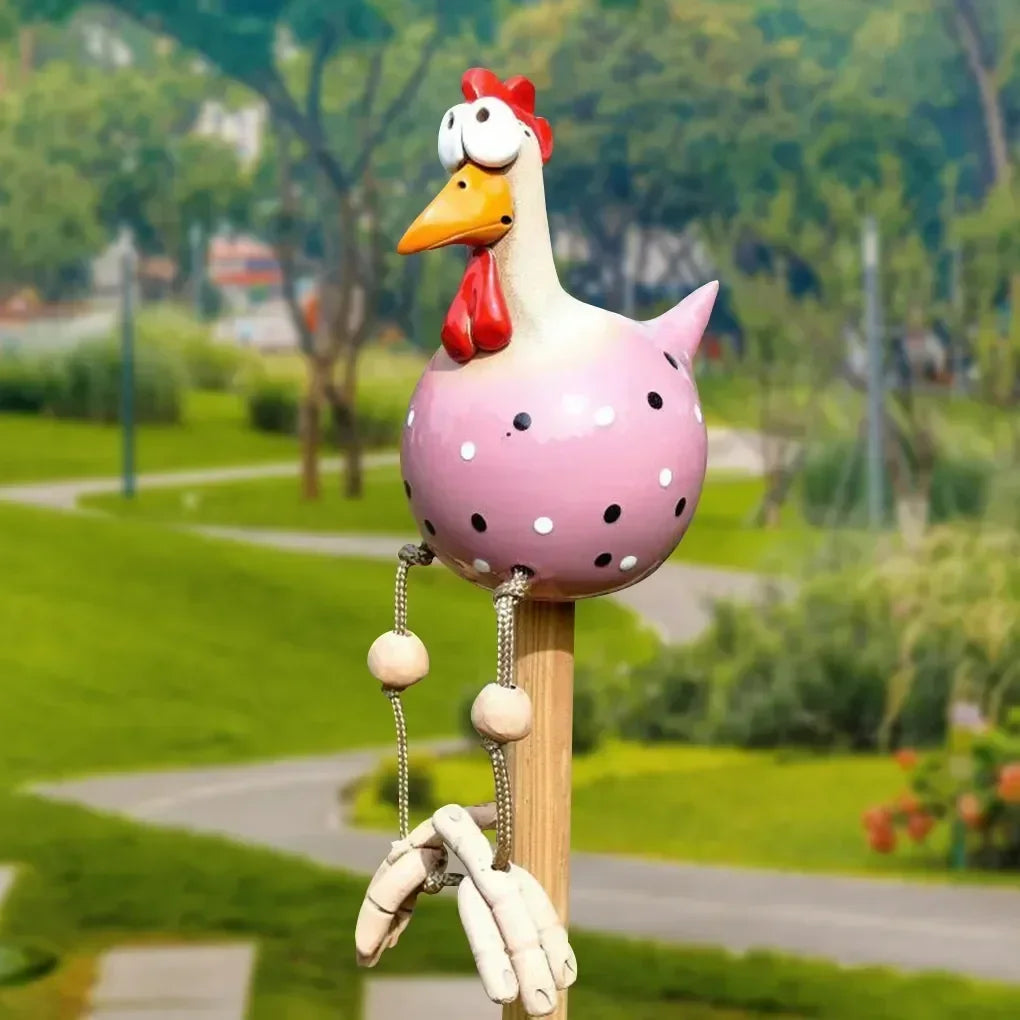 Big-Eyed Chicken Garden Stake