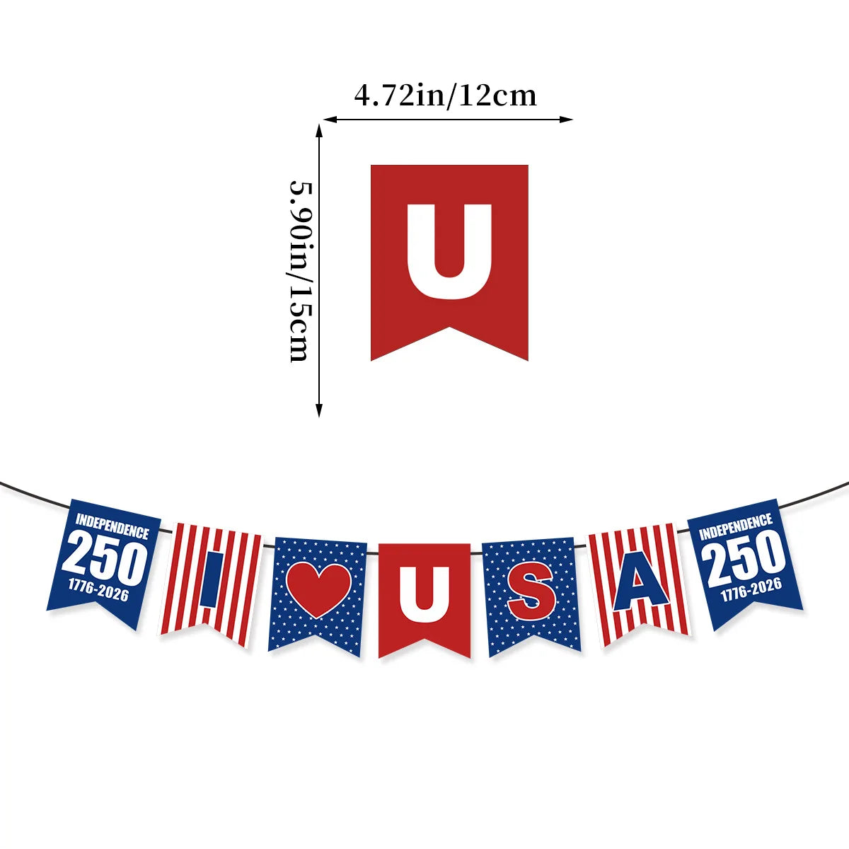 USA 250th Anniversary Party Banner Set – Patriotic ❤️ USA Flag Banners & Triangle Pennants | 1776–2026