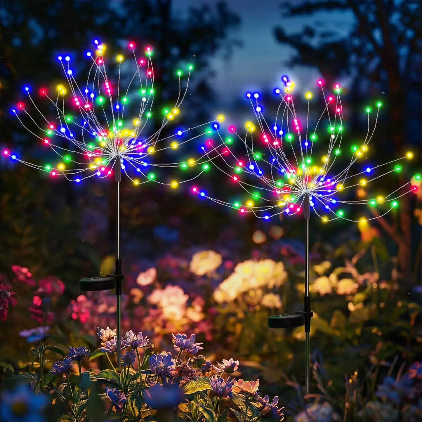 Solar Dandelion Firework Stake Lights – 60, 200 & 420 LED Garden Lawn Decor, IP65 Waterproof