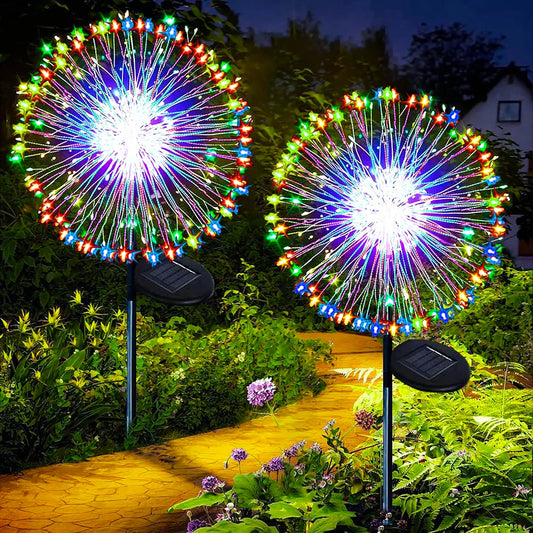 Solar Dandelion Firework Stake Lights – 60, 200 & 420 LED Garden Lawn Decor, IP65 Waterproof
