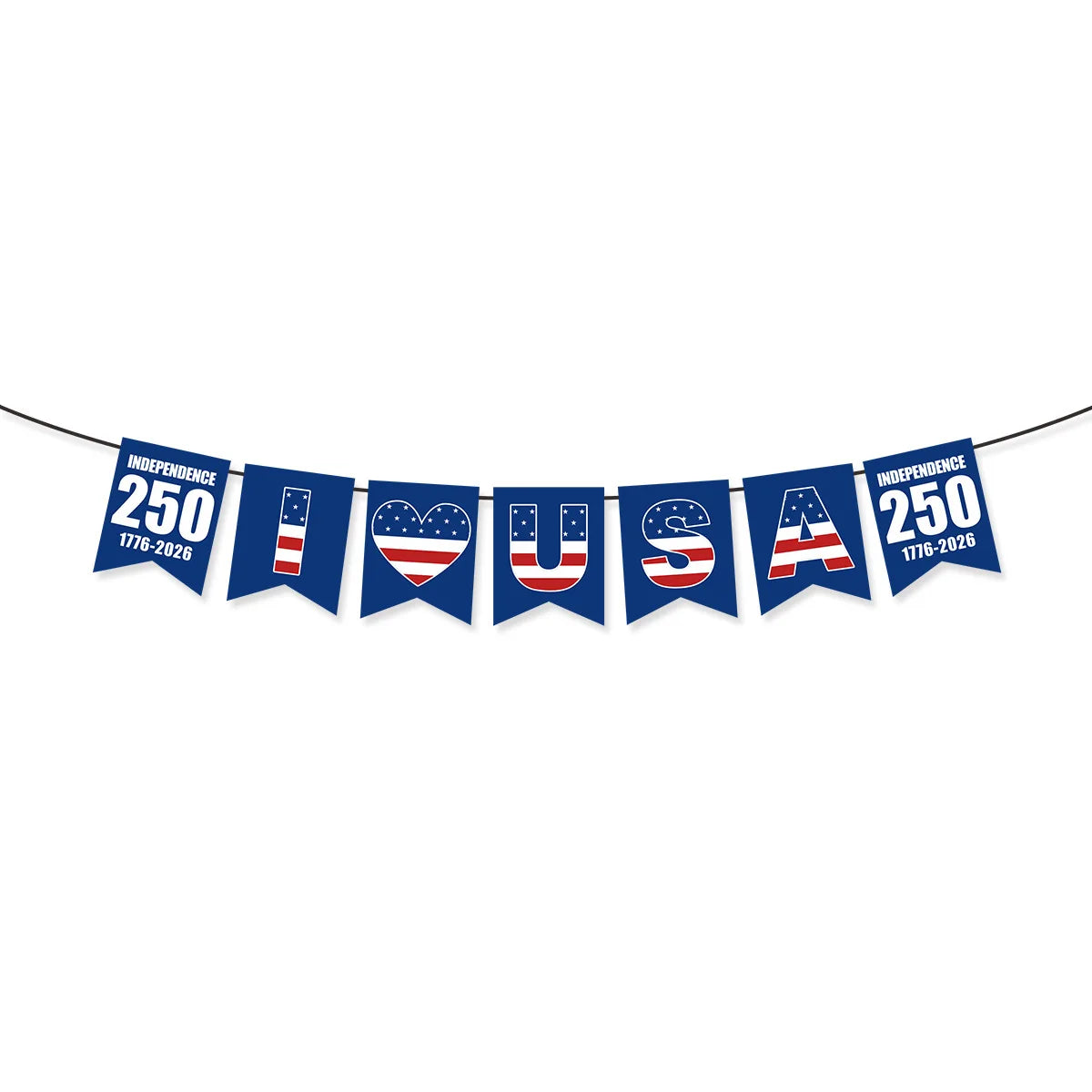 USA 250th Anniversary Party Banner Set – Patriotic ❤️ USA Flag Banners & Triangle Pennants | 1776–2026