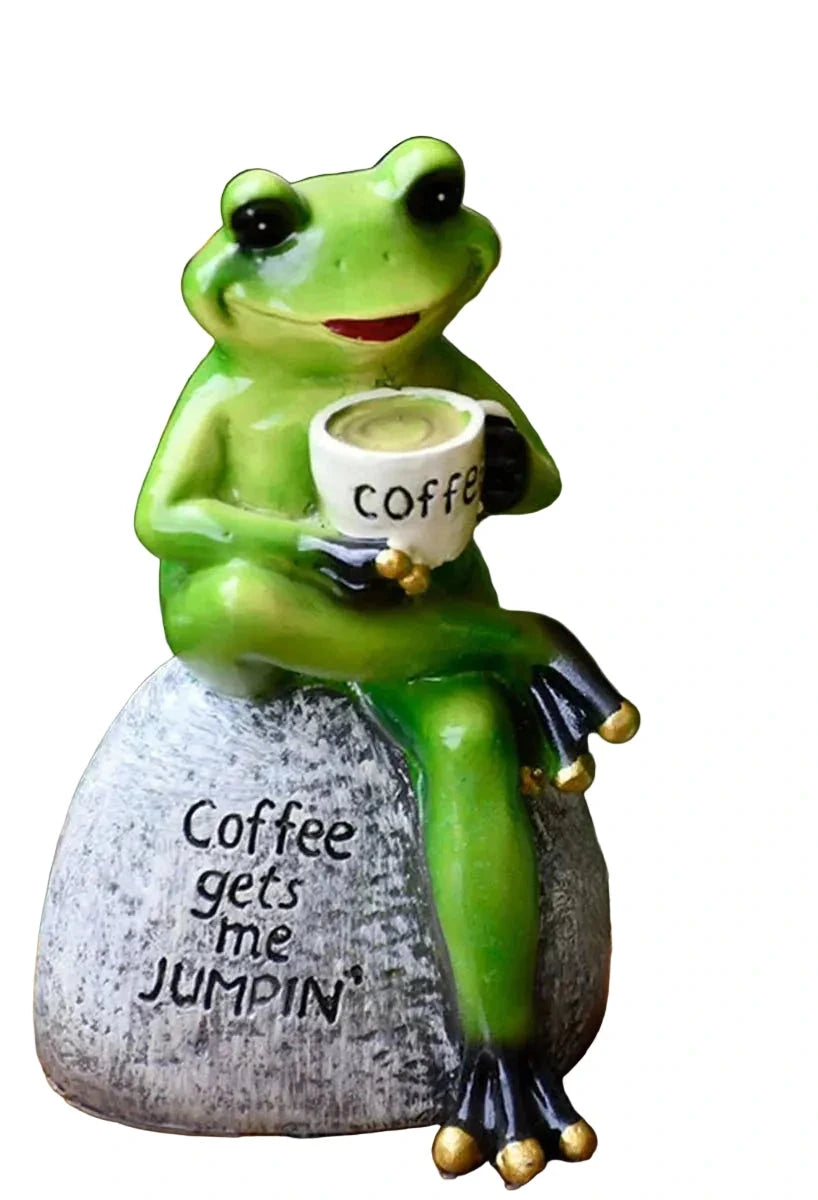 Resin Cartoon Frog Garden Statue – Whimsical Outdoor & Indoor Lawn Decoration