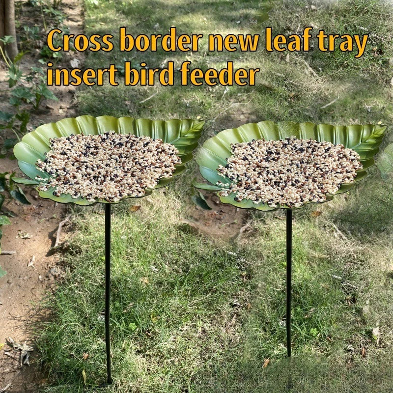 Antique Iron Leaf-Shaped Bird Feeder & Bath — Rustproof Hanging Garden Decor