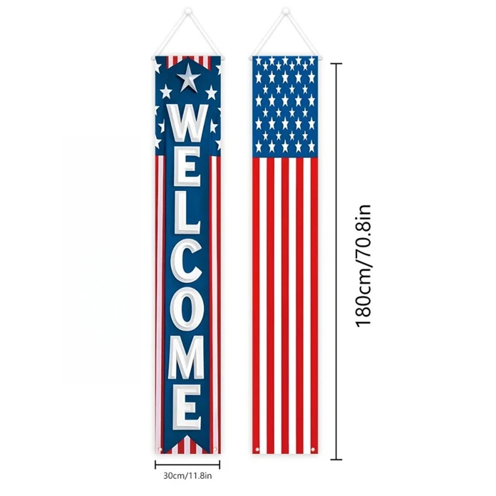 USA 250th Anniversary Porch Banner – American Flag Door Hanging Sign | 30×180cm