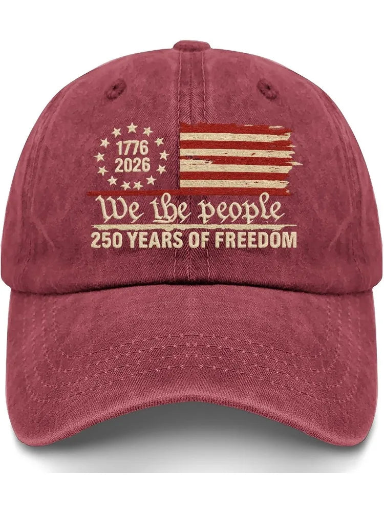 USA 250th Anniversary Baseball Hat – Retro Washed 1776–2026 Patriotic Cap | Unisex Adjustable
