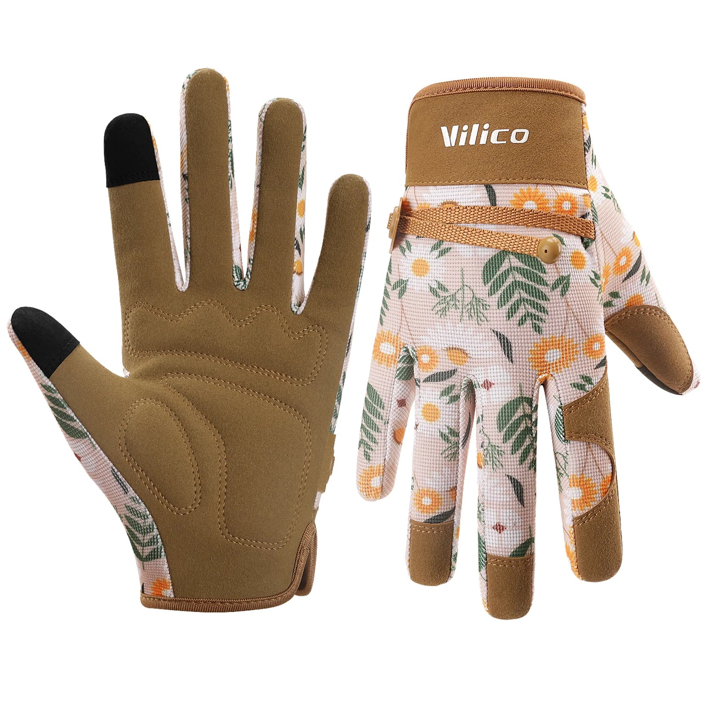 Ladies' gardening gloves, breathable leather garden gloves with grip, anti stab and anti puncture work gloves