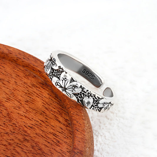 925 Sterling Silver Flower Rings For women
