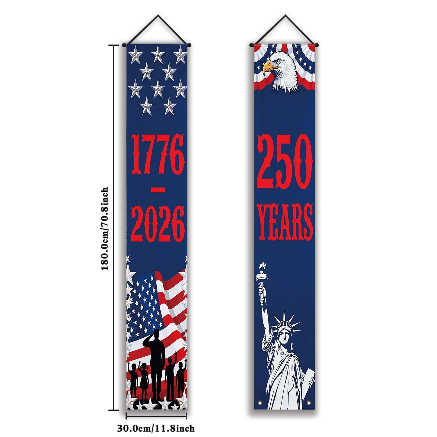 USA 250th Anniversary Porch Banner – American Flag Door Hanging Sign | 30×180cm