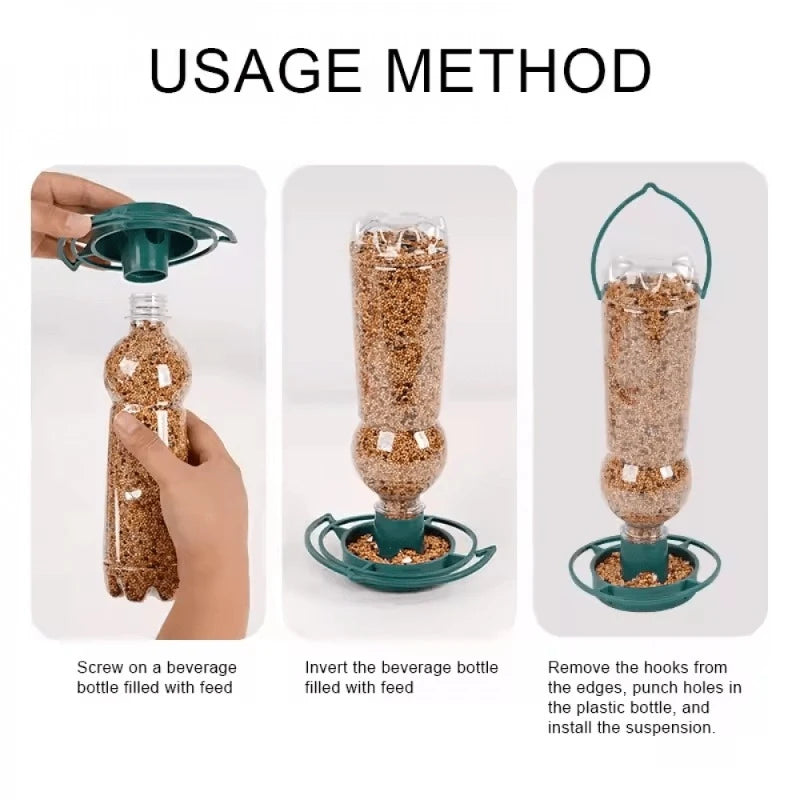 DIY Bottle Bird Feeder — Outdoor Hanging Automatic Seed Dispenser for Garden & Balcony