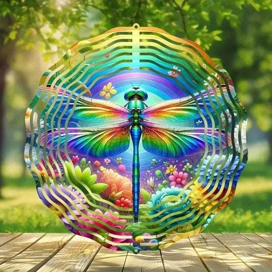 Colorful Dragonfly Wind Spinner – Rotating Metal Garden Decor