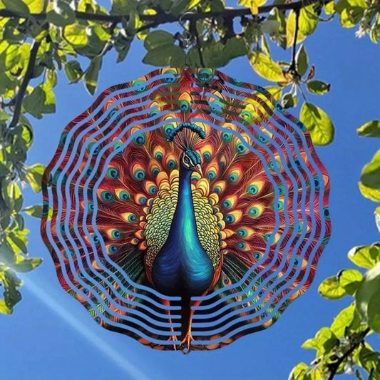 Vibrant Peacock Wind Spinner