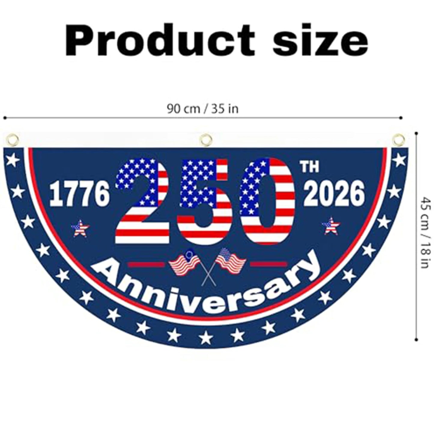 USA 250th Anniversary Half-Round Fan Flag – Patriotic Outdoor Hanging Banner | 45×90cm
