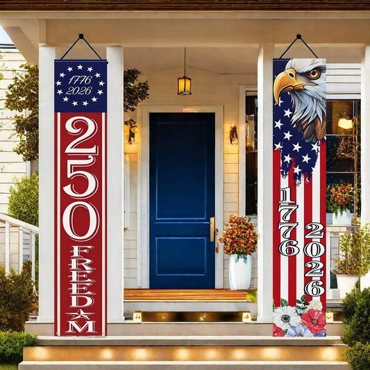 USA 250th Anniversary Porch Banner – American Flag Door Hanging Sign | 30×180cm
