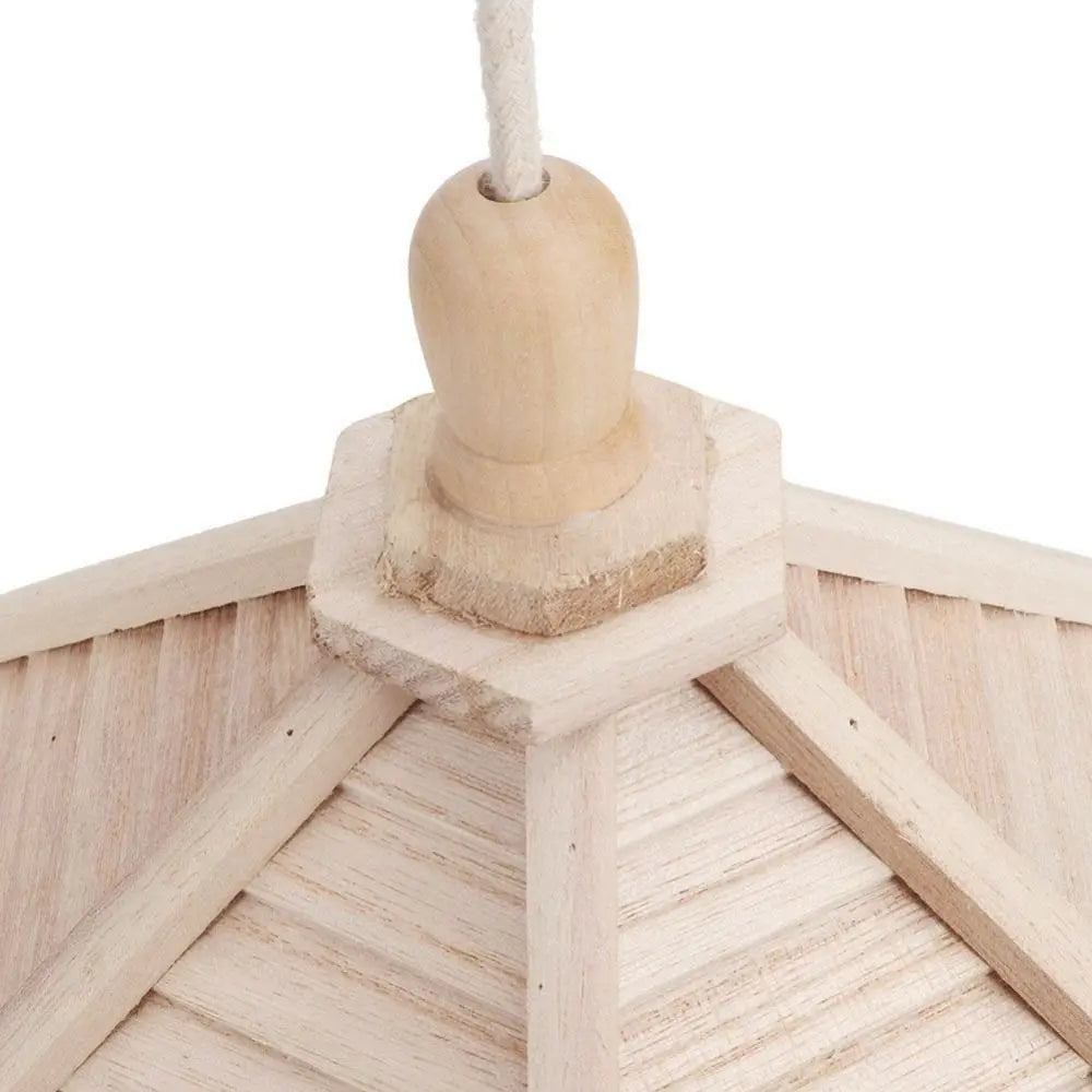 Wooden Bird Feeder House – Hanging Birdhouse with Movable Roof, Transparent Window & Smooth Finish