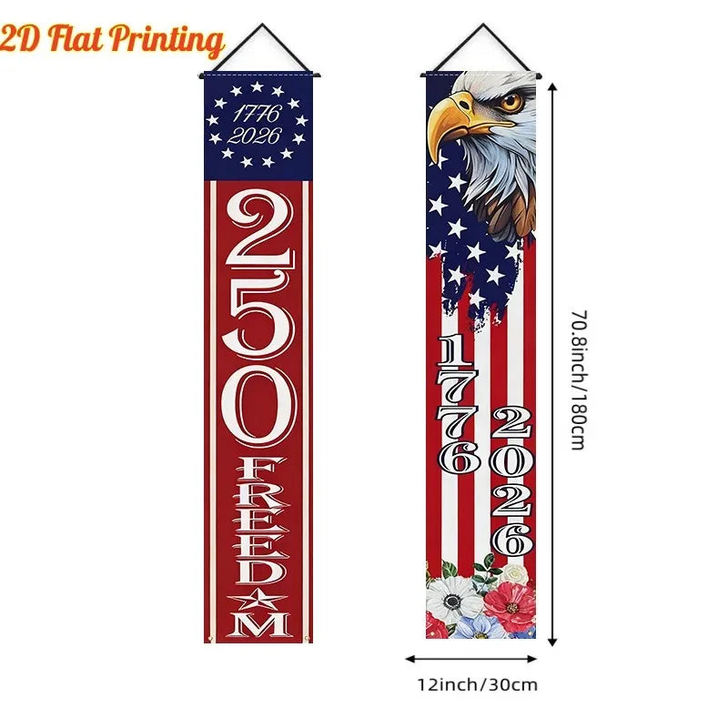 USA 250th Anniversary Porch Banner – American Flag Door Hanging Sign | 30×180cm