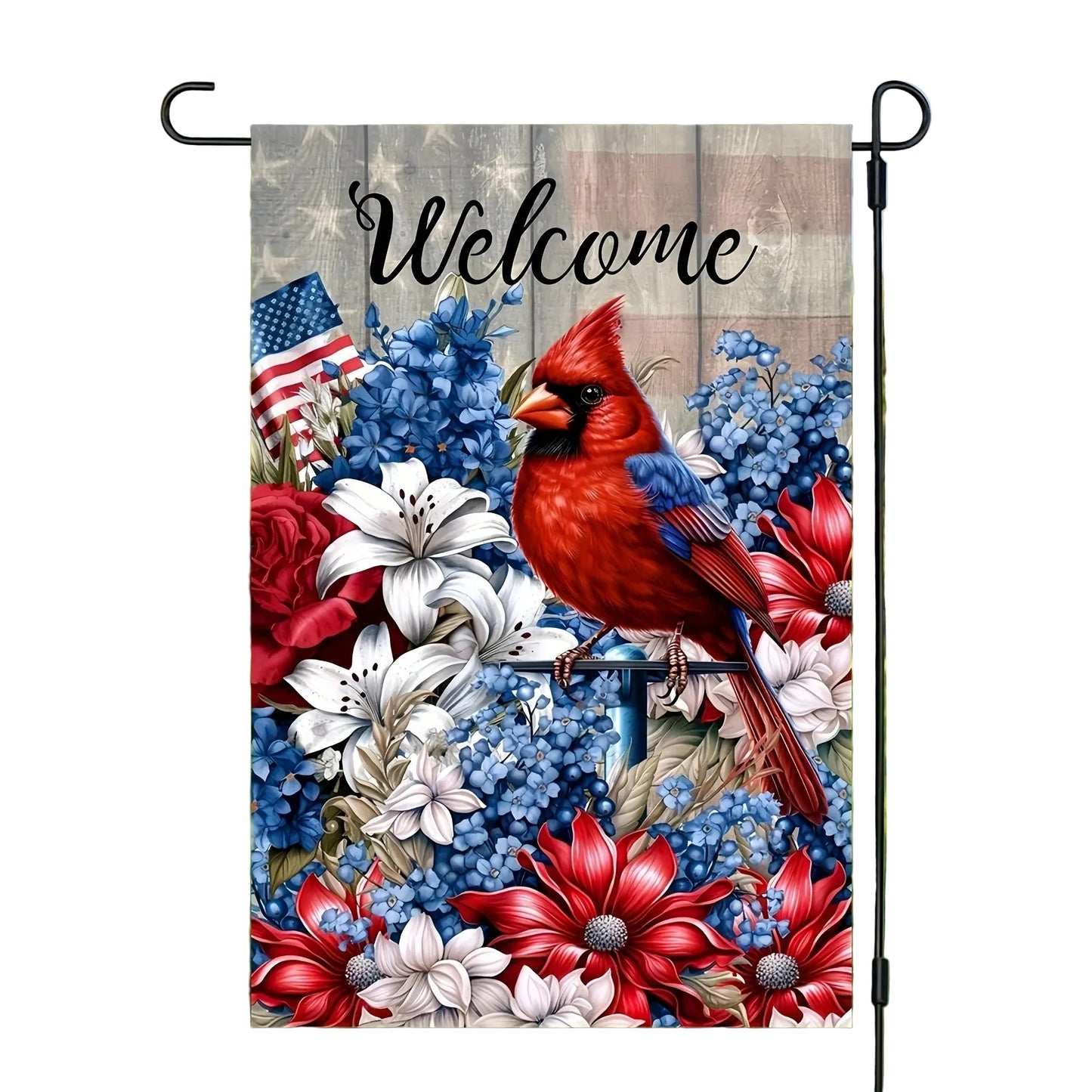 Patriotic Cardinal Garden Flag – American Flag & Cardinal Design for Independence Day & Outdoor Decor