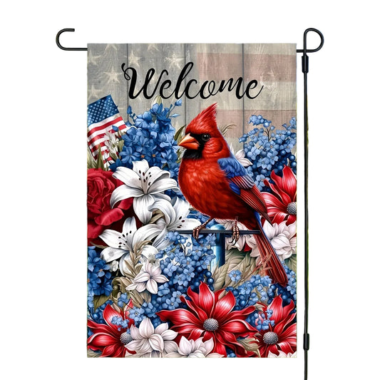 Patriotic Cardinal Garden Flag – American Flag & Cardinal Design for Independence Day & Outdoor Decor