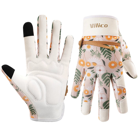 Ladies' gardening gloves, breathable leather garden gloves with grip, anti stab and anti puncture work gloves