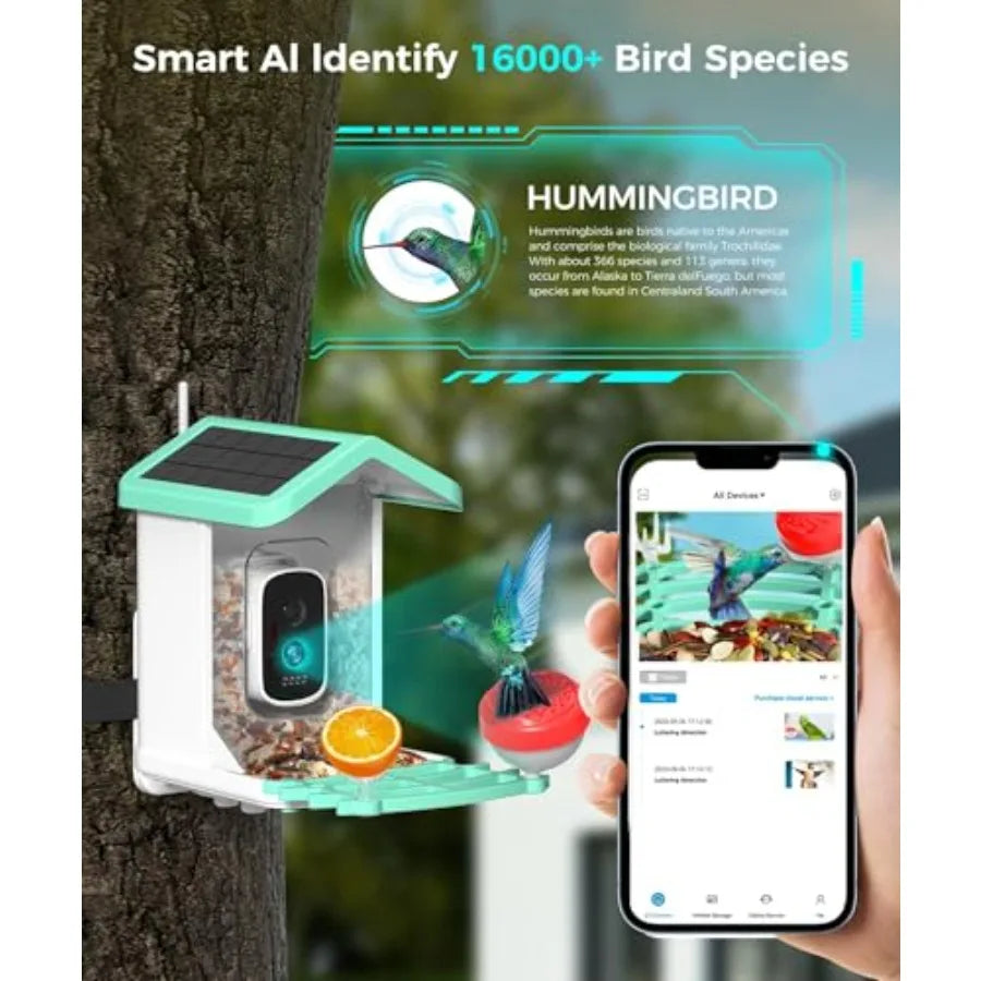4K HD AI Smart Bird Feeder Camera with Solar Power, Auto Capture & Instant Alerts – Outdoor Bird Watching Cam