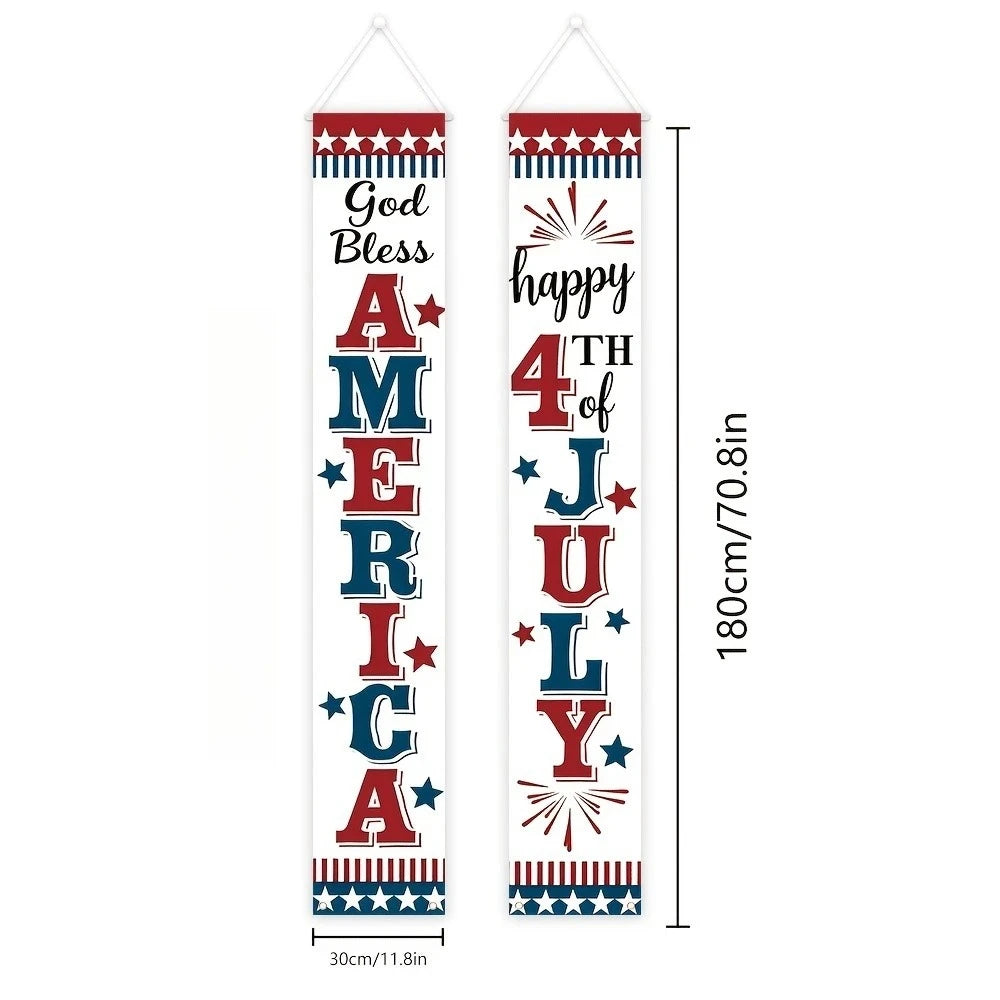 USA 250th Anniversary Porch Banner – American Flag Door Hanging Sign | 30×180cm