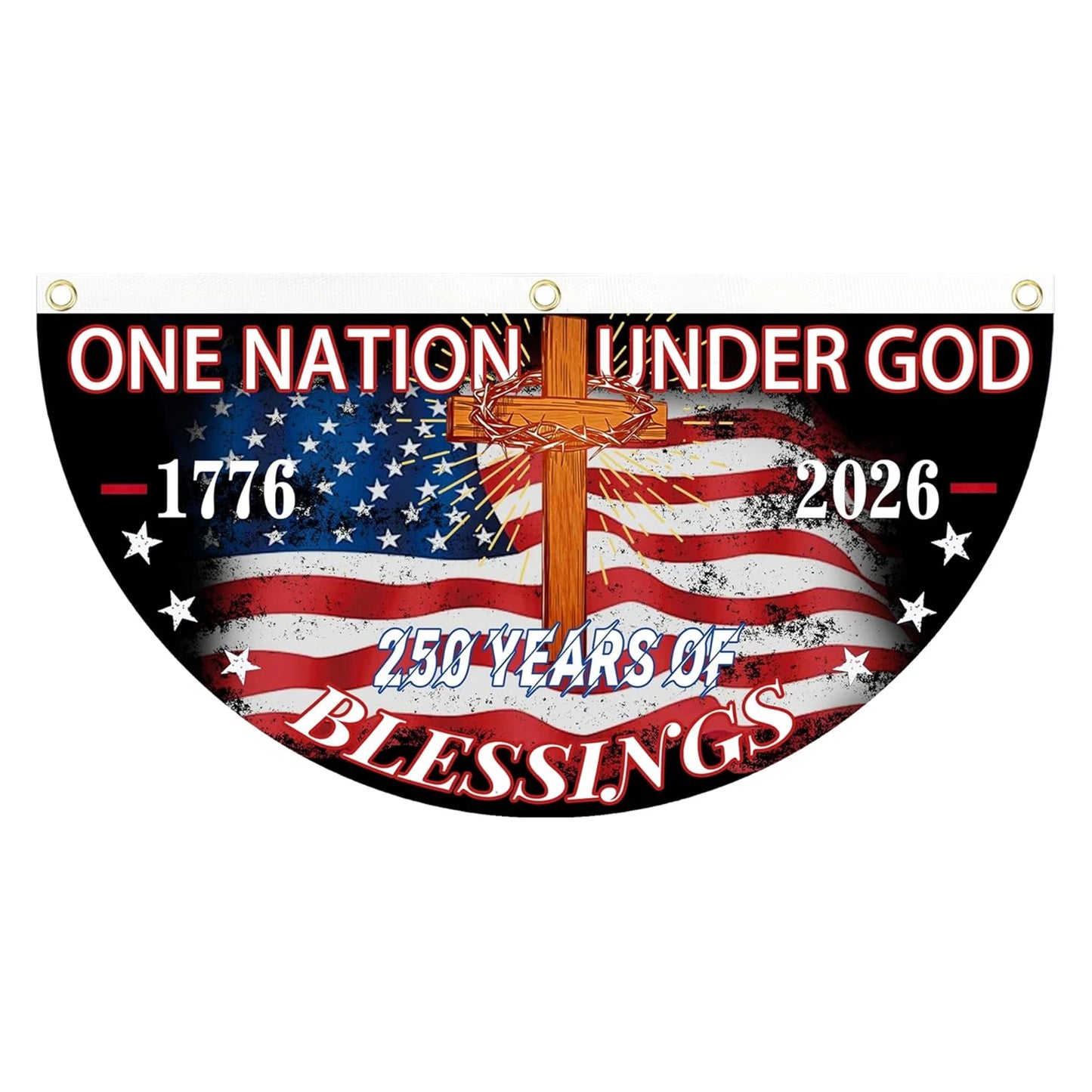 USA 250th Anniversary Half-Round Fan Flag – Patriotic Outdoor Hanging Banner | 45×90cm