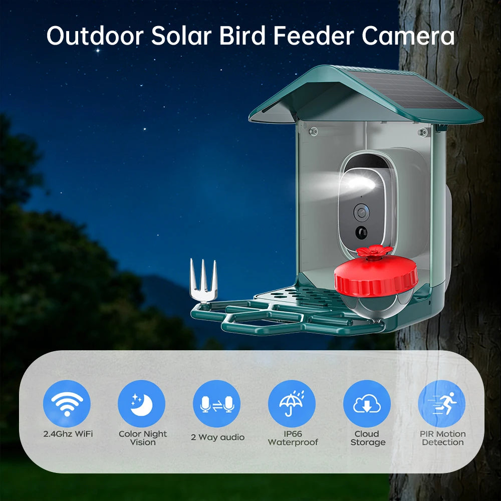 Jooan 4K Solar Bird Feeder Camera with 2.4G WiFi, Night Vision & AI Bird Species ID – Outdoor Waterproof HD Bird Cam